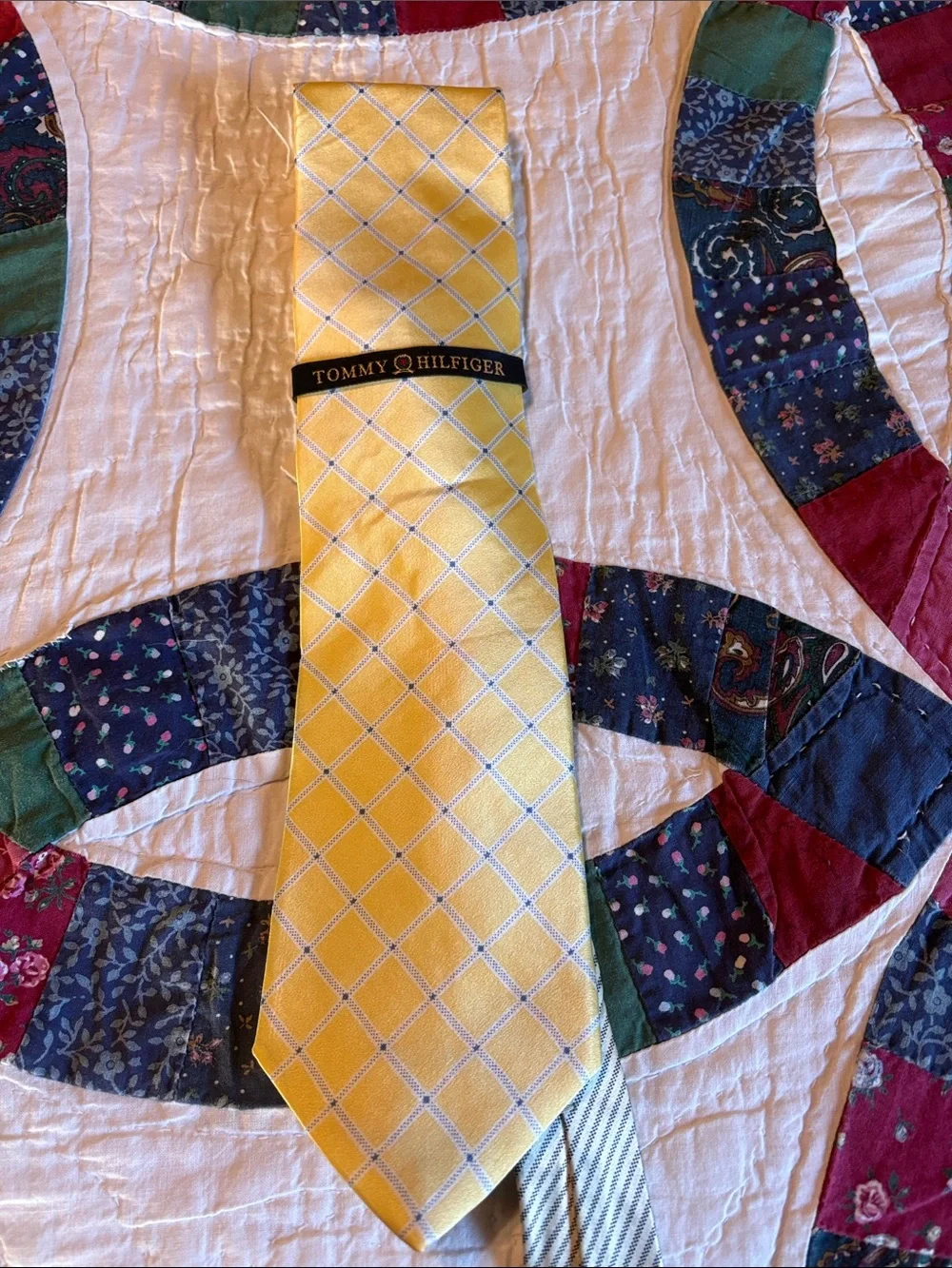 Tommy Hilfiger Yellow Windowpane Silk Tie All ties are 3 for $30.